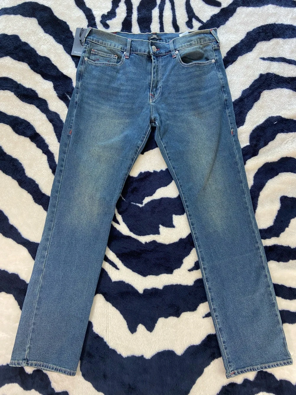 NWT Men’s True Religion 36x34 Ricky Straight Leg Jeans Toasted Cinnamon Wash